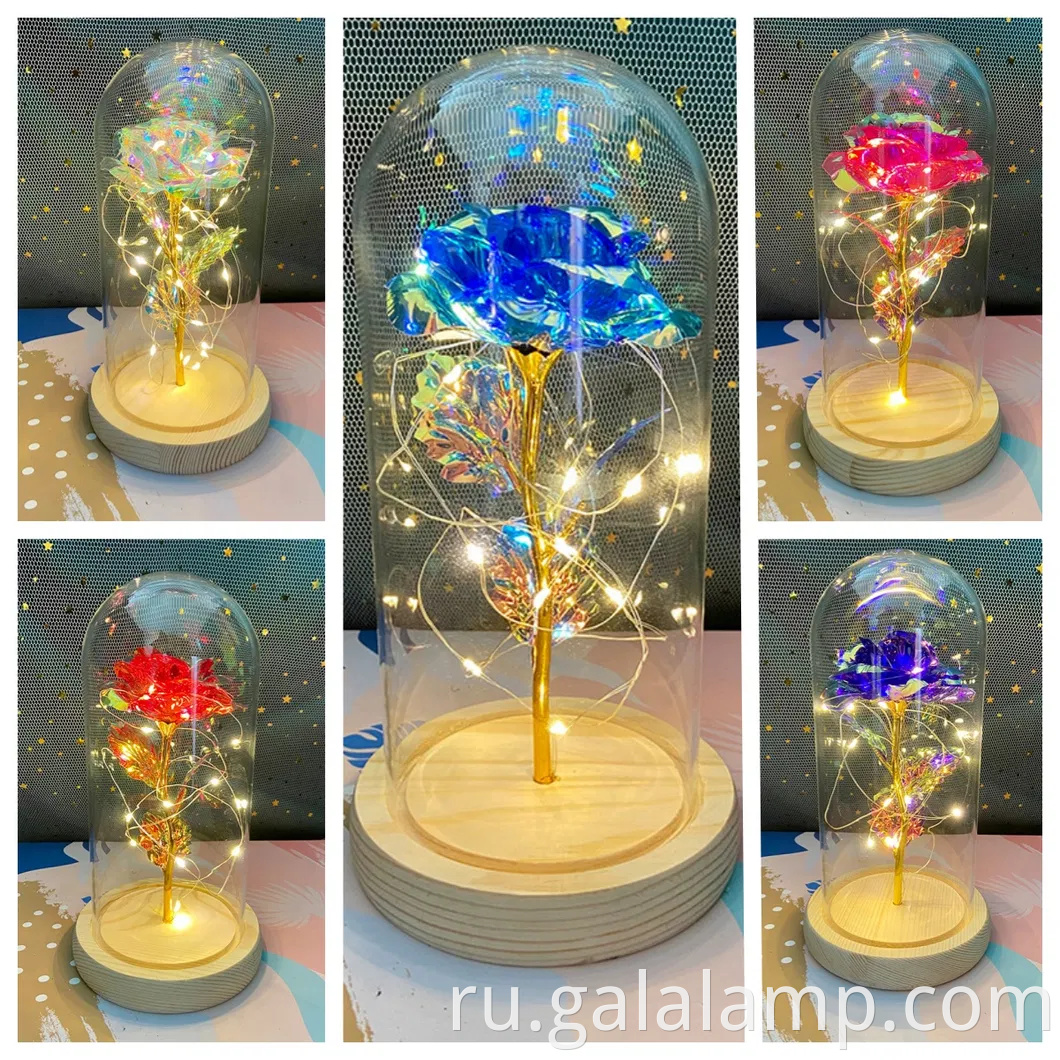 Galaxy Rose for Women, стеклянный купол Радужная Эвечная Роза Подарок